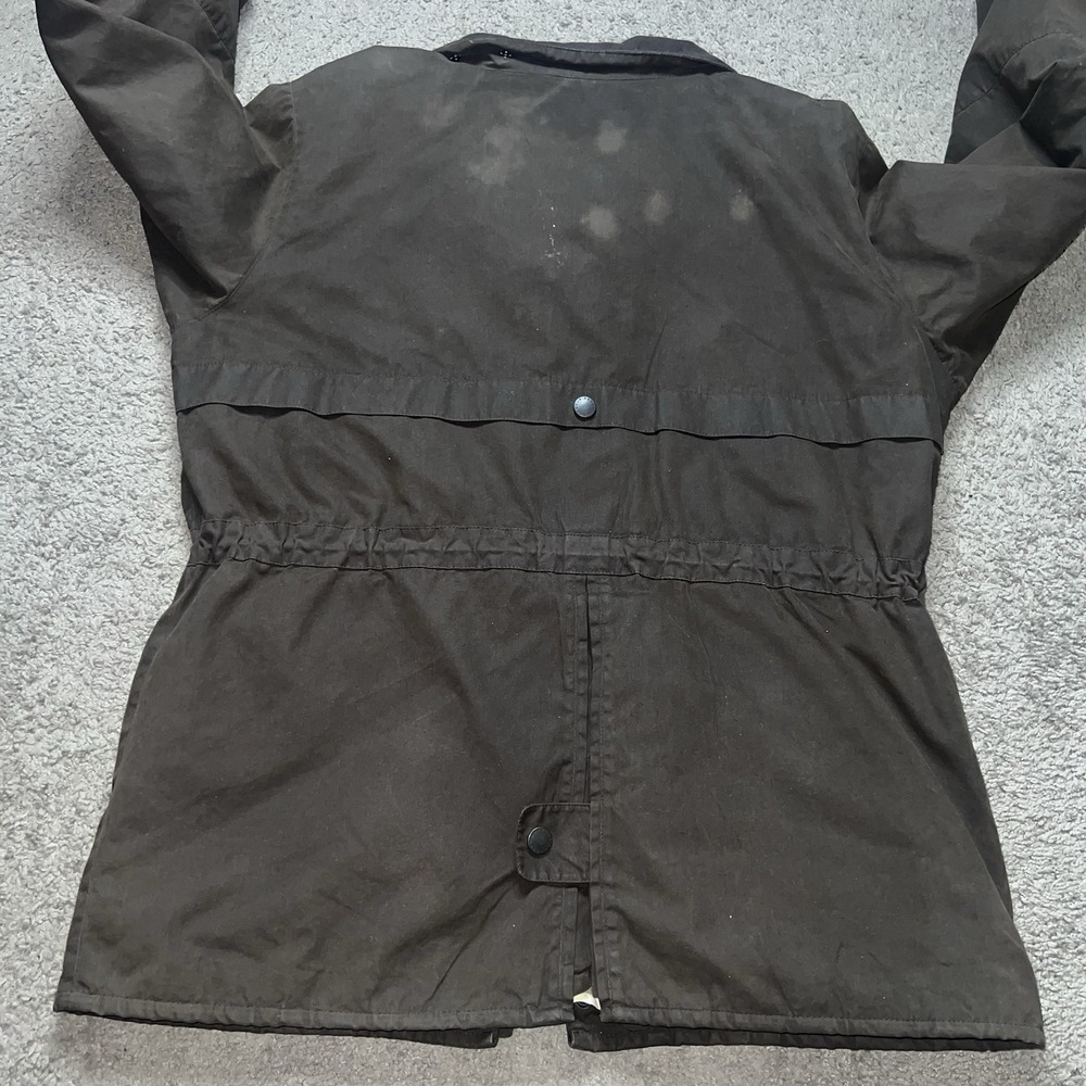 Barbour Sapper Waxed Jacket Mens Large Brown Quilted Coat Corduroy Collar - Picture 5 of 6